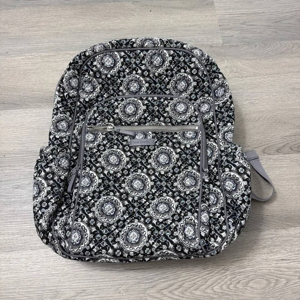 Vera Bradley Women's Cotton XL Campus Backpack Charcoal Medallion